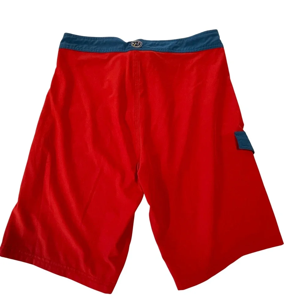 Maui and Sons Red Teal Board Shorts Swim Trunks Mens Size 32 Surf Beach Pool
